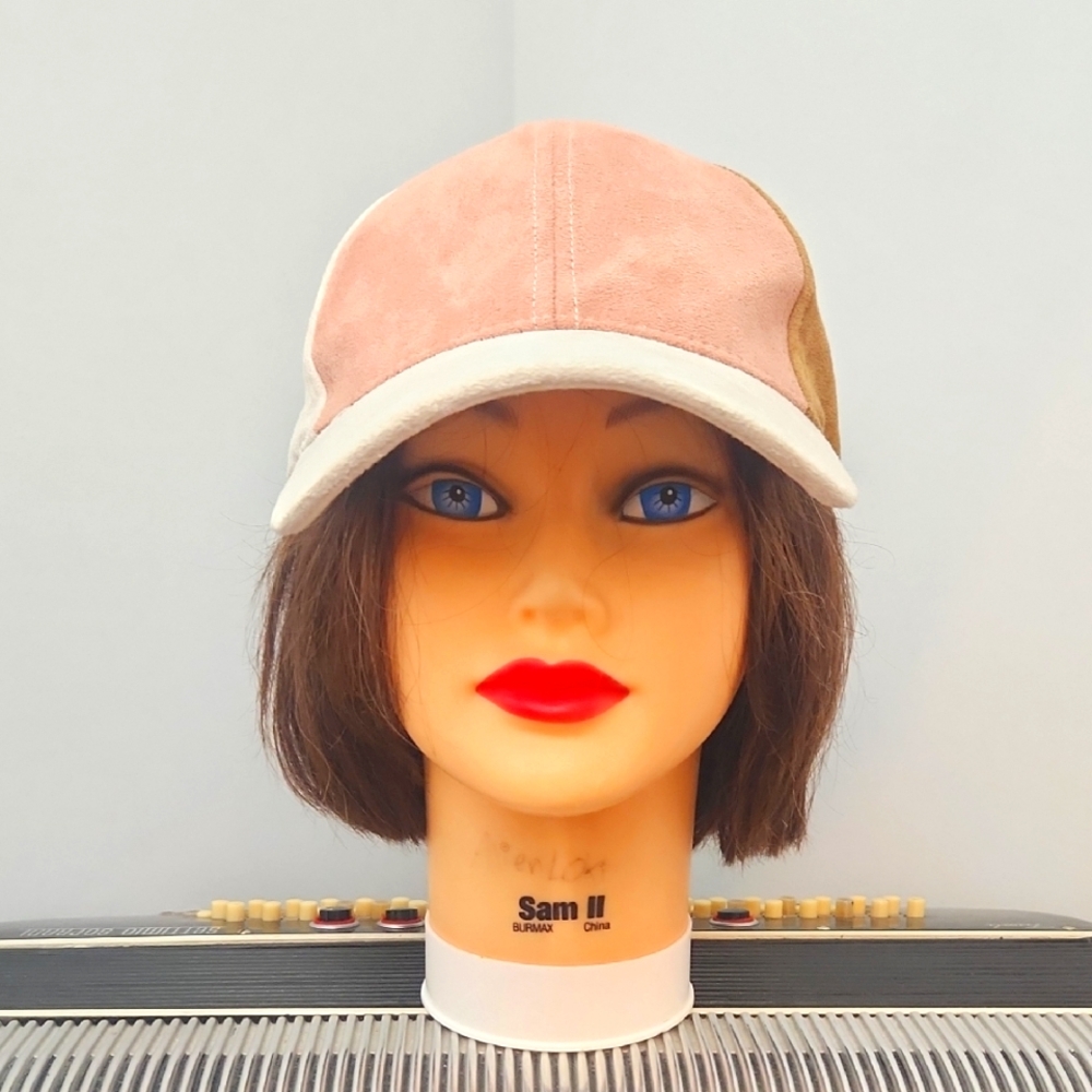 SUPER CUTE FREE PEOPLE TRI-COLOR FAUX SUEDE ADJUSTABLE SIZE BASEBALL CAP